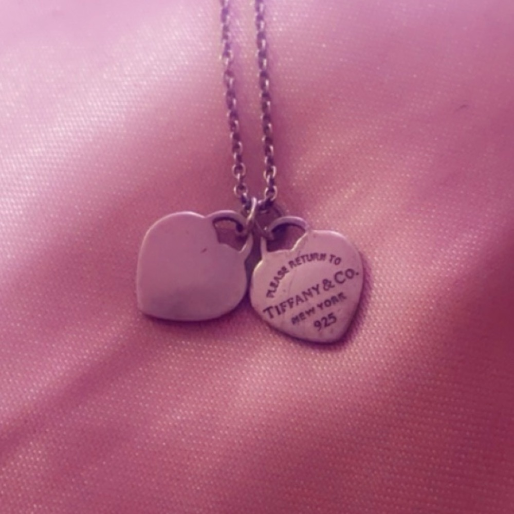 Authentic Tiffany & Co Silver Return to Tiffany Double Heart Pendant Necklace